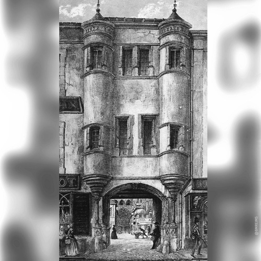 Dessin de la porte du Chapitre par Jacques-Joseph Maquart au 19e siècle. ©Reims, BM