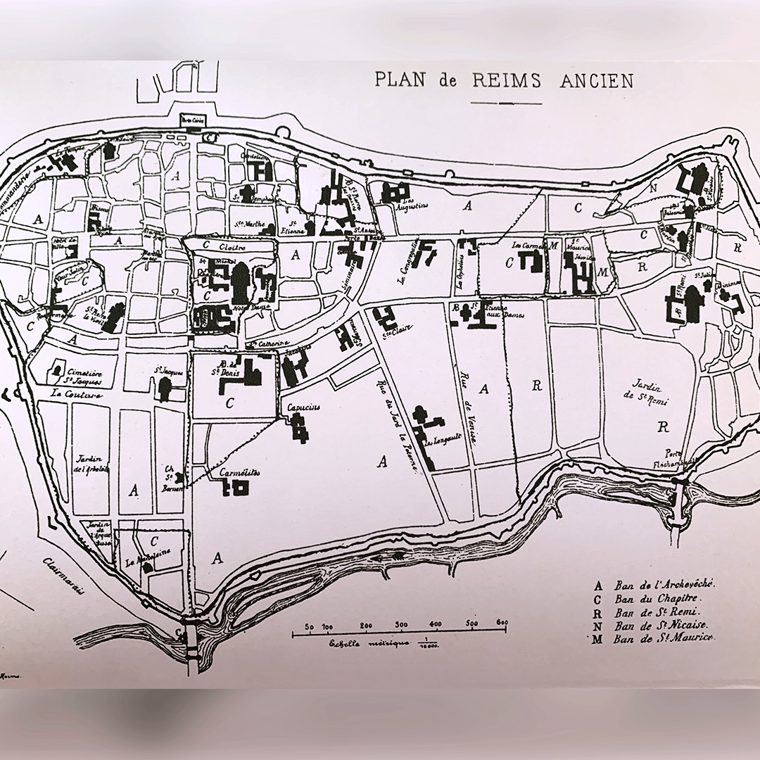 Ancien plan de la ville de Reims. ©Reims, BM