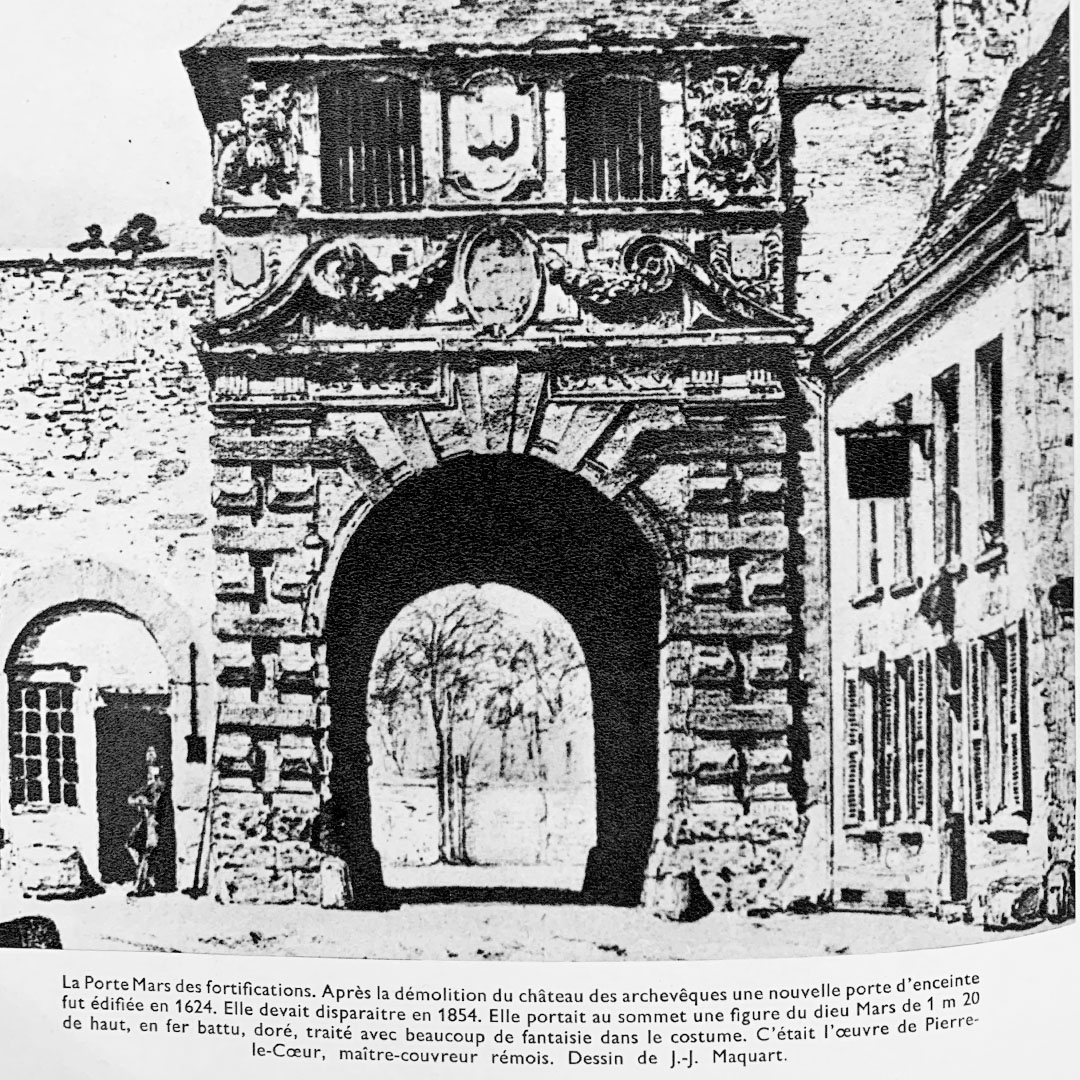 De middeleeuwse Porte Mars, gerestaureerd in de 17de eeuw (de huidige Place Boulingrin).  ©Reims, BM