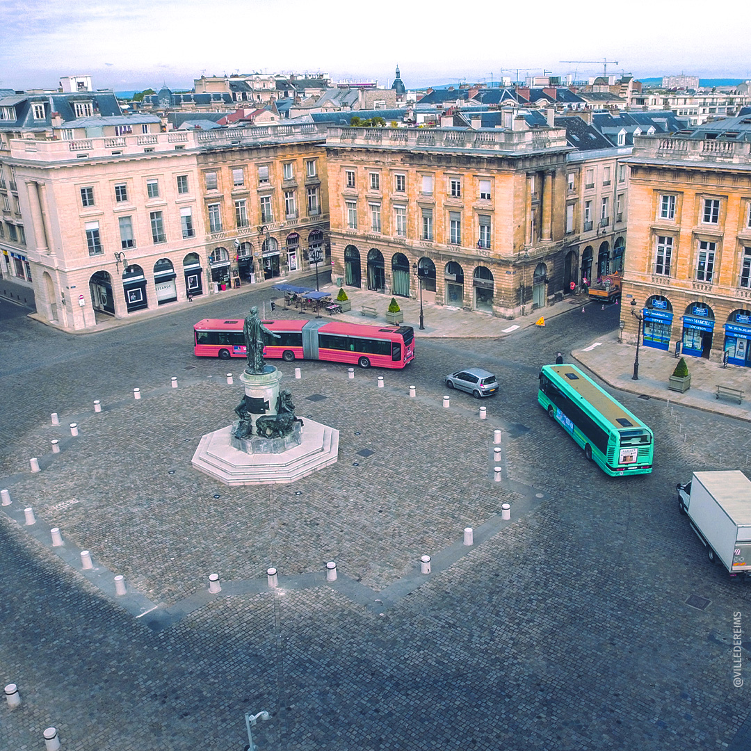 An aerial view of Place Royale today. ©Artechdrone for Ville de Reims
