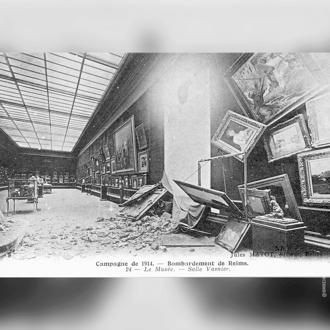 Interieur van het museum na de bombardementen in 1914. ©AMCR