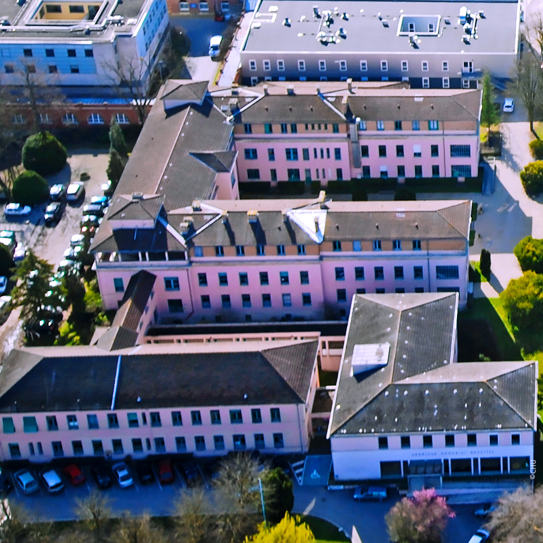 American Memorial Hospital, luchtfoto.  ©CHU, Reims