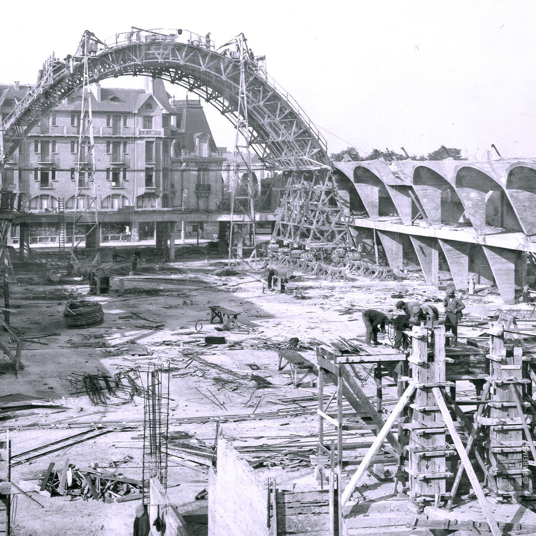 Construction of the Halles between 1927 and 1929. ©Reims, BM

