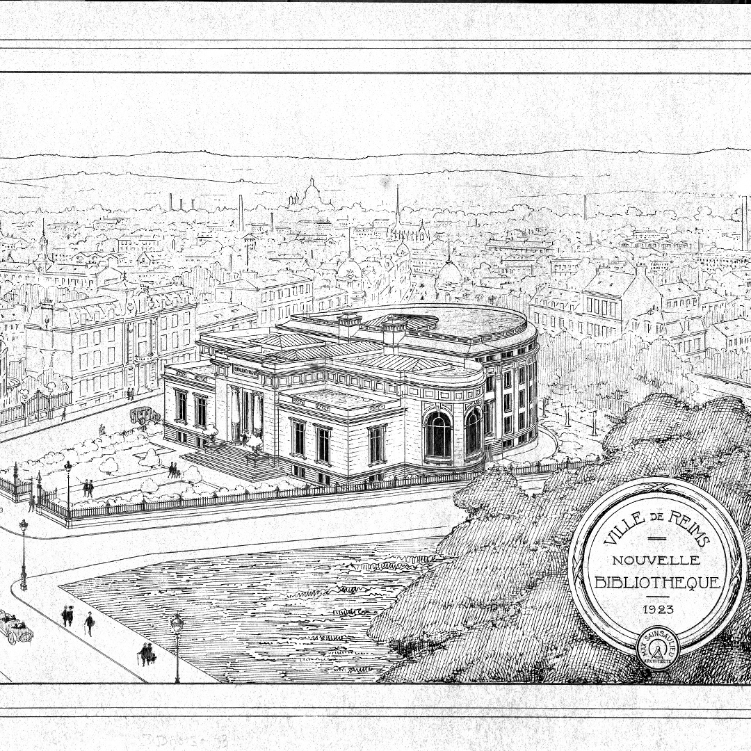  A sketch illustrating the future library. ©Reims, BM