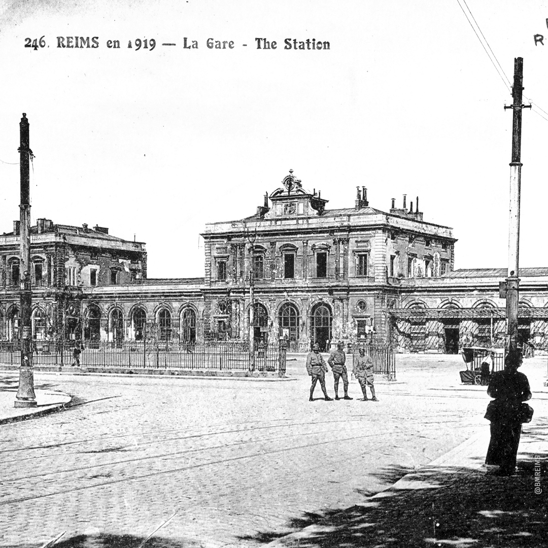 Der Bahnhof von Reims nach dem Ersten Weltkrieg. © BNF