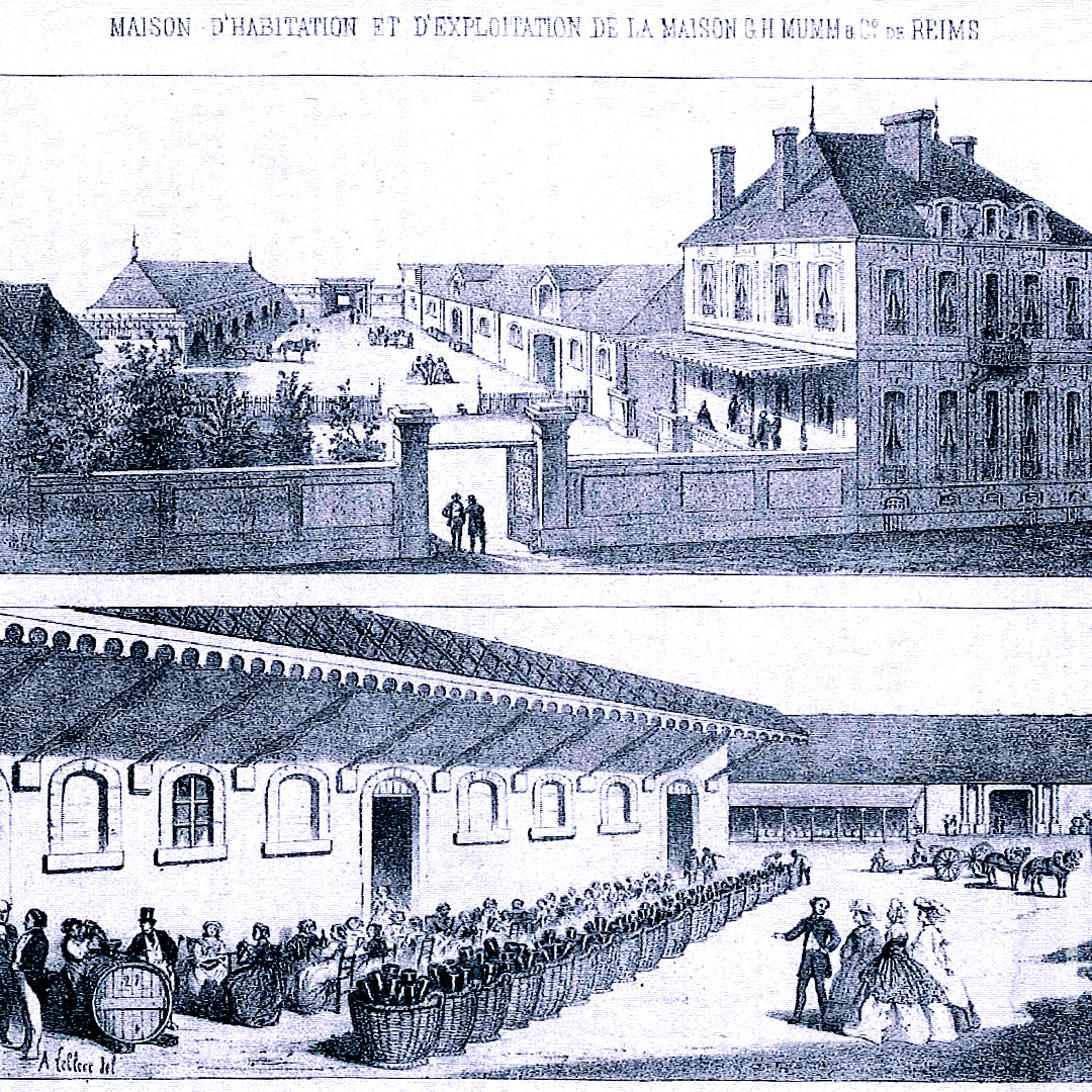 Représentation des bâtiments de la Maison Mumm an 1862. ©Champagne Mumm